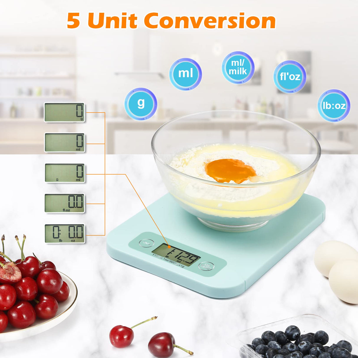 Smart Food Scales for Kitchen - Digital Food Scale with Nutritional Calculator Analysis App, Food Weight Scale Grams and Ounces, Food Scale for Weight Loss, Calories Counting, Meal Prep 0.1oz URAMAZ