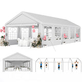 YITAHOME 16x32ft Heavy Duty Party Tent Outdoor Wedding Tent Canopy Event Shelters Upgraded Galvanized Steel Carport with Removable Sidewall Windows for Commercial and Parties, White YITAHOME