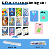 FFPTBNYX 12Pack Diamond Painting Kits for Adults,5D Cartoon Series Diamond Art Kit for Beginners, DIY Paint with Diamonds Round Full Drill Paintings Gem Art for Home Wall Decor 12x16 Inch FFPTBNYX