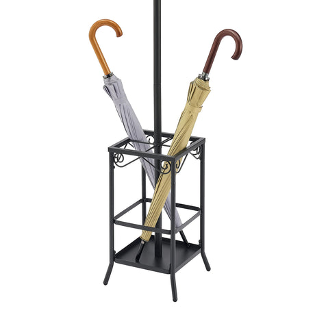 Hoctieon Coat Rack Freestanding,Entryway Hanger Stand,Umbrella Holder,Hall Tree With 12 Hooks, Floor Standing Metal Tree Stand, Black Hoctieon