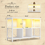 DurayLoly 6 Cube Storage Organizer with LED Light and Charging Station, Wood and Metal Cube Shelf, White Horizontal Book Shelf for Bedroom, Home Office DurayLoly