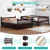 MAT EXPERT Bunk Bed with Trundle, Pine Wood Full Over Full Bunk Beds Frame with Full-Length Guardrails & Ladder, Detachable Bunk Beds Twin Over Full Size for Adults, Teens, Kids (Espresso) MAT EXPERT