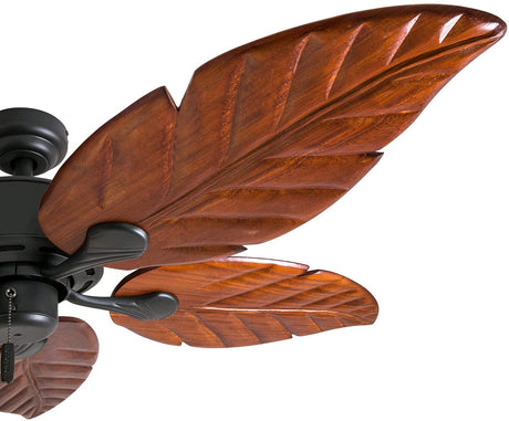 Honeywell Ceiling Fans Willow View, 52 Inch Tropical Indoor Ceiling Fan with No Light, Pull Chain, Three Mounting Options, Hand Carved Wooden Leaf Blades - 50501-01 (Bronze) Honeywell Ceiling Fans
