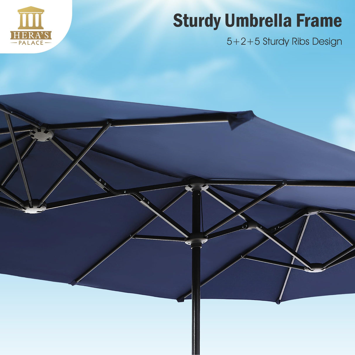 HERA'S PALACE 13 ft Rectangle Patio Umbrellas, Large Outdoor Umbrella with Crank, Powerful UV Protective, Table Umbrella Outdoor Patio for Backyard, Pool, Garden, Deck HERA'S PALACE