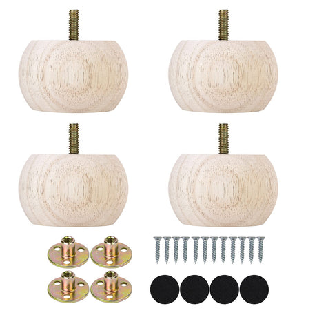 Michanco 2 Inch Bun Feet for Furniture Set of 4 Unfinished DIY Wood Furniture Legs for Couch Sofa Ottoman Michanco