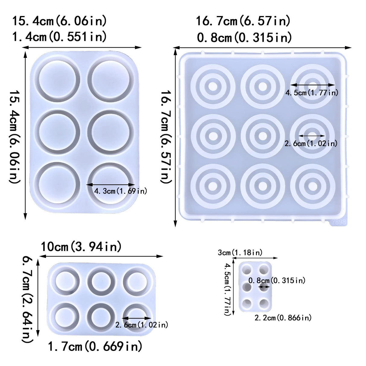 Surakey 4 Pieces Resin Board Game Silicone Mold White Epoxy Puzzle Chess Casting Mold Parent-Child Game Chess Making Tool DIY Table Game Handicrafts Gift for Home Decor Surakey