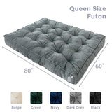 MAXYOYO 8" Futon Mattress Queen Size, Extra Thick Futons Sofa Couch Bed, Velvet Floor Mattress, Shredded Foam Filling (Frame Not Included),Dark Grey MAXYOYO