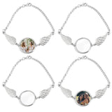Framendino, 4 Set Sublimation Angel Wing Bracelets Blanks Heat Transfer Bracelet Adjustable Round Photo Bezel Tray Personalized Round Picture Bracelet Craft Setting for Women Framendino