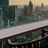 Anmutig Outdoor Counter Height Bar Table, 45.5” Pub Height Dining Bar Table with Wood-Like Metal Tabletop for Hot Tub, Garden, Yard, Balcony, Poolside, Indoor Outdoor Anmutig