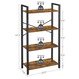 VASAGLE 4-Tier Rustic Brown & Black Bookshelf for Home & Office Storage VASAGLE