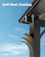 GarveeLife 10'x 10' Lean to Gazebo, Hardtop Wall Pergola with Polycarbonate Roof, Aluminum Frame Mounted Gazebo for Lawn Patio Deck Yard and Party Garveelife