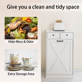 Zvyteay 13 Gallons Tilt Out Trash Can Cabinet, Wooden Trash Cabinet with 2 Drawers, Free Standing Kichen Waste Bin Recycling Cabinet Pet Proof Hidden Trash Cabinet for Kitchen (White) Zvyteay