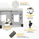 DWVO 10x20 Pop Up Heavy Duty Canopy Tent with 6 sidewalls, Roller Bag, 4 Ropes & 12 Stakes, 4 DIY Banners & 6 Sandbags for Patio, Party, Exhibition, Commerce (White) DWVO