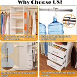 Closet System with Drawers, 5FT-8FT Custom Closet Organizer System 99" Walk in Wood Closet Storage System with 4 Expandable Hanging Rods Wall Mount White Dilando