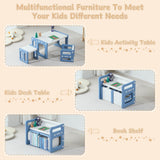 SINKIPA 3 in 1 Montessori Weaning Table and 2 Chairs Set, Kids Table and Chair Set, 2 Height Levels, Toddlers Activity Table for Drawing, Dining, Reading and Playing, Blue SINKIPA