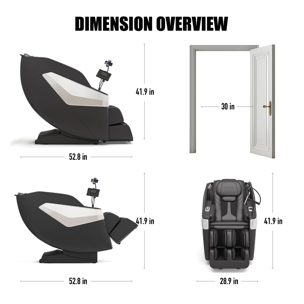 Redcamp Massage Chair Full Body: Zero Gravity with SL Track, 3D Robot Hands, Heat, Airbag Massage, Foot Roller, Bluetooth, Body Scan, LED Remote, Wireless Phone Charging Redcamp