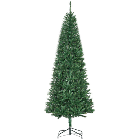 HOMCOM 7' Tall Unlit Slim Fir Artificial Christmas Tree with Realistic Branches, and 865 Tips, Green HOMCOM