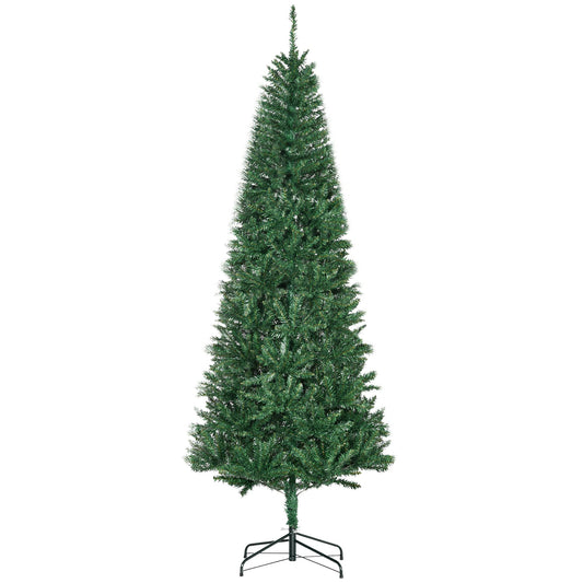 HOMCOM 7' Tall Unlit Slim Fir Artificial Christmas Tree with Realistic Branches, and 865 Tips, Green