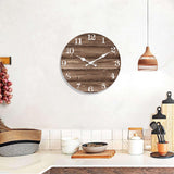 XFM Brown Wooden Wall Clock 10 Inch Silent Wall Clocks Battery Operated Decorative Farmhouse Small Rustic Wall Clock for Kitchen Living Room Office XFM