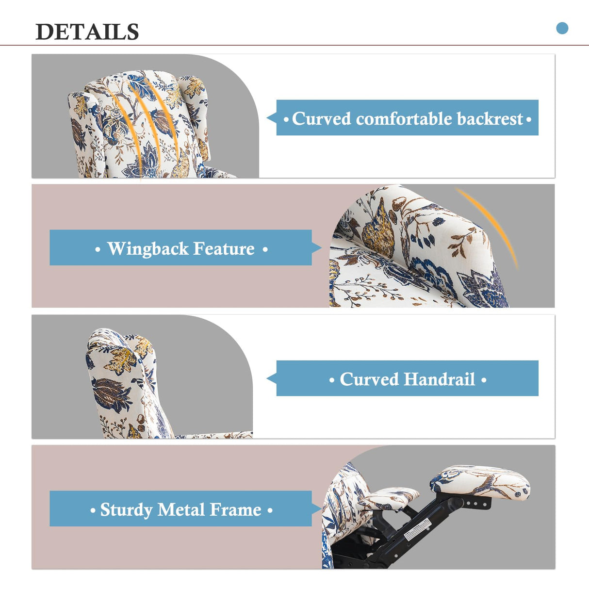 Consofa Swivel Rocker Recliner, Manual Rocker Recliner Chair for Adults, Glider Rocking Chair for Nursery with Padded Seat for Living Room, 360° Swivel Rocking Chair Small Recliners for Small Spaces Consofa