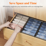 Lifewit Wardrobe Clothes Organizer 6 Pack, Large Size 6 Grids Closet Jean Storage Bins with Handles and Support Boards, Foldable Drawer Dividers for Sweater, Pants, T-Shirt, Hoodie, Dress, Grey Lifewit