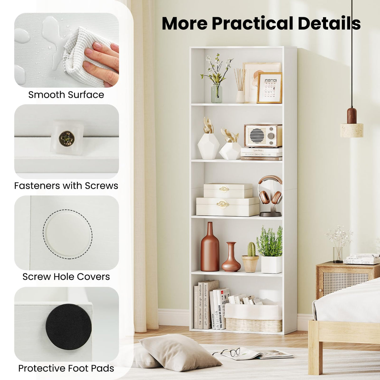 Giantex 5-Tier Bookshelf, Freestanding Bookcase with 5 Open Shelf, Modern Display Shelf, Storage Organizer for Living Room Bedroom Home Office Giantex