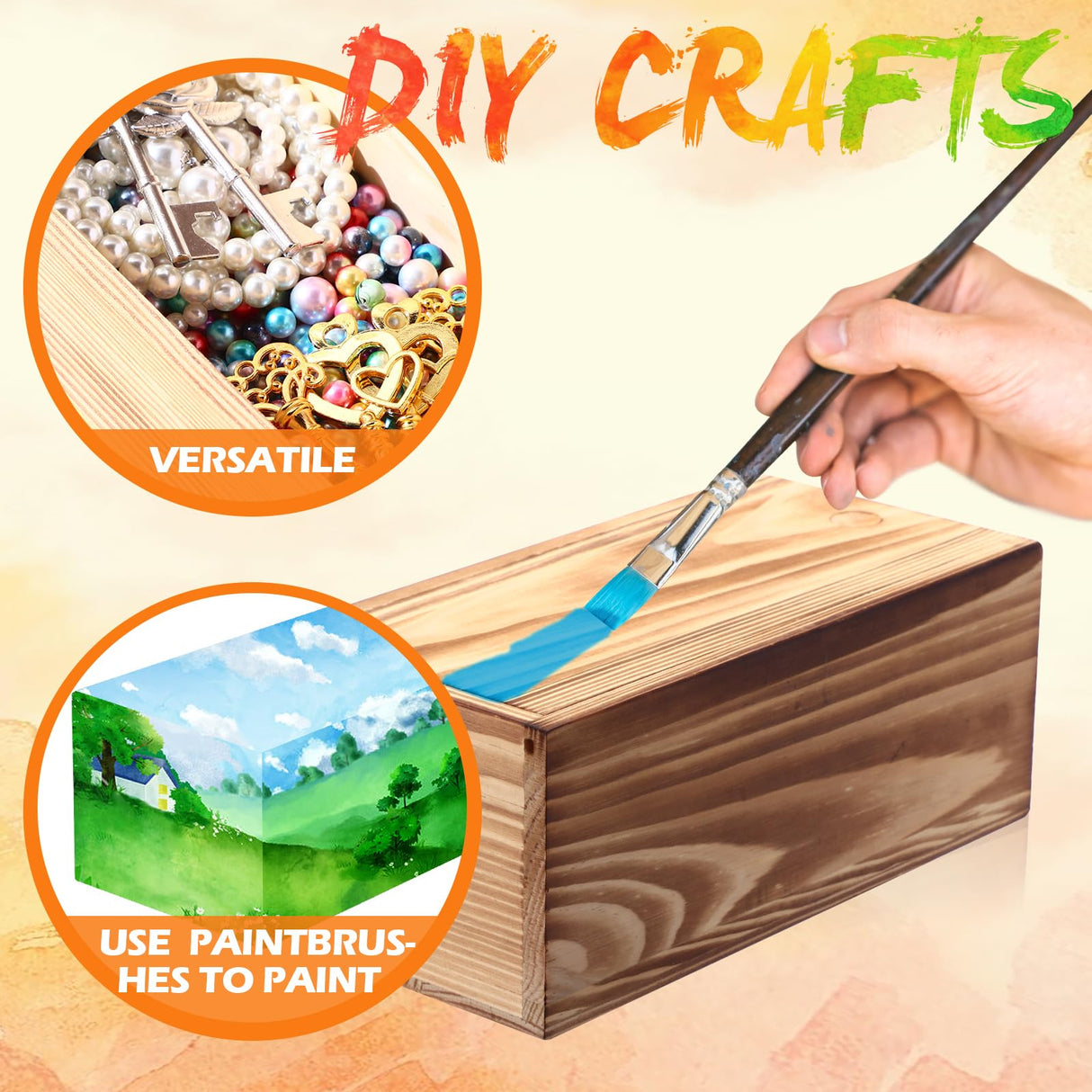 Suzile 6 Pcs Unfinished Wood Boxes, 8 x 4 x 3.15 Inch Small Wooden Box with Lid Wood Craft Box Small Rectangle Wooden Crates for DIY Birthday Party Favor Gift Supplies(Dark Brown) Suzile