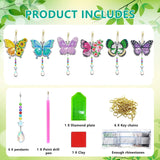 JeCuiK 6 Pcs Butterfly Diamonds Paintings Kits Suncatcher Double Sided Rhinestone Painting Wind Chimes 5D DIY Diamond Painting Kits Paint by Number Crystal Hanging Ornaments Mom Gifts JeCuiK
