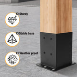 ICokin 4×4 Post Base 8 Pcs,Deck Post Brackets,Inner Size (3.6"x3.6“）Heavy Duty Powder-Coated Steel Post Bracket Fit for Outdoor Pavilion, Deck Railing ,Support Deck Base Plate,Pergola ICokin