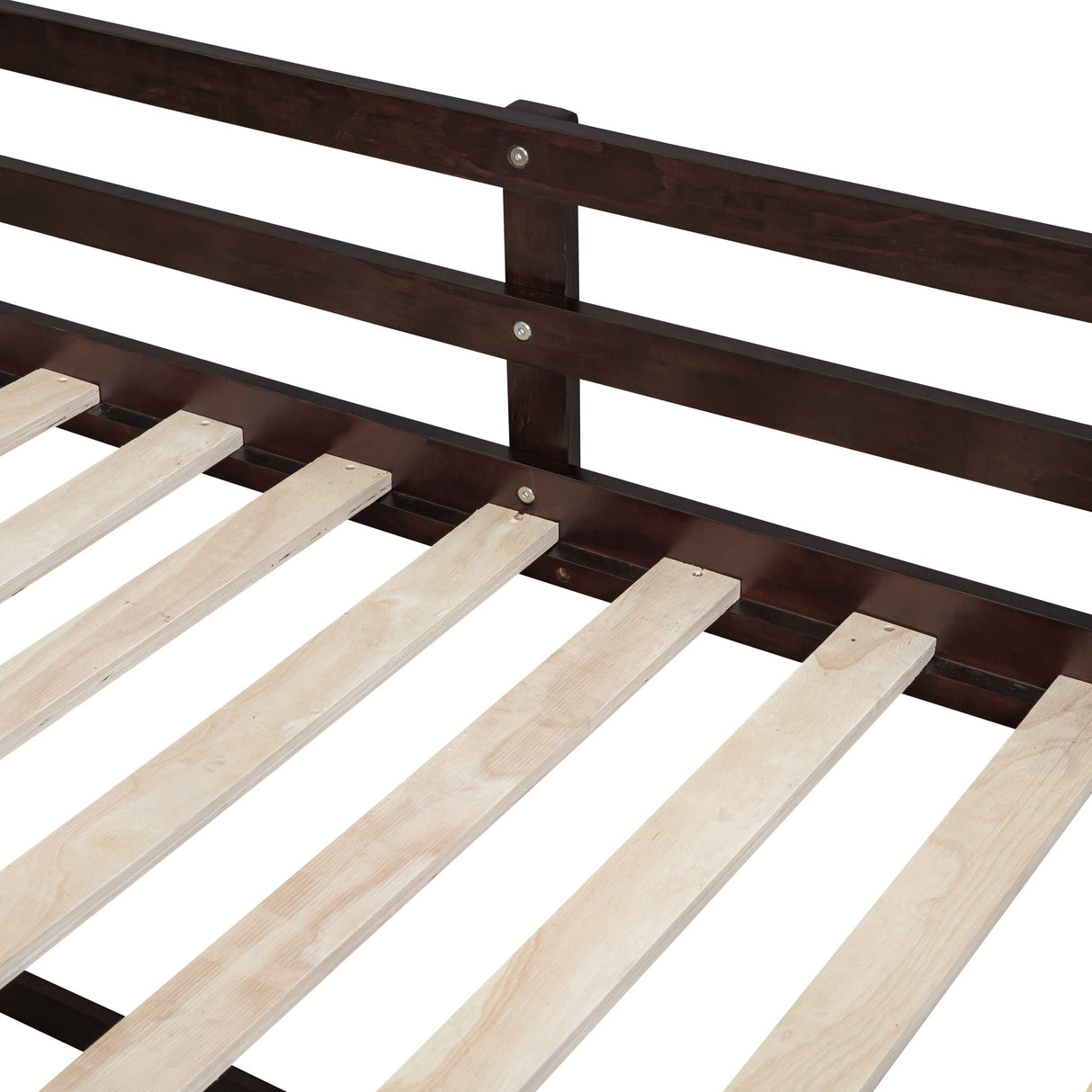 Merax Espresso Twin Low Loft Bed with Storage and Rolling Desk Merax