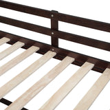 Merax Espresso Twin Low Loft Bed with Storage and Rolling Desk Merax