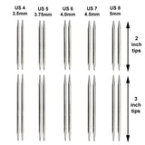 ChiaoGoo Twist Red Lace Shorties 2 & 3-Inch Large Blue 7230-S Interchangeable Knitting Needle Set, 10-Pairs Sizes US 4, 5, 6, 7, 8, Stainless Steel with 3 Cords with Project Bag ChiaoGoo