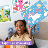 8 Packs 5x7 Pre Drawn Canvas Set,Paint by Numbers for Kids,48 Paints 8 Brushes 2 Easels,Pre-Printed Acrylic Oil Painting Kit Ages 8-12 9-12 4-8 goldentime