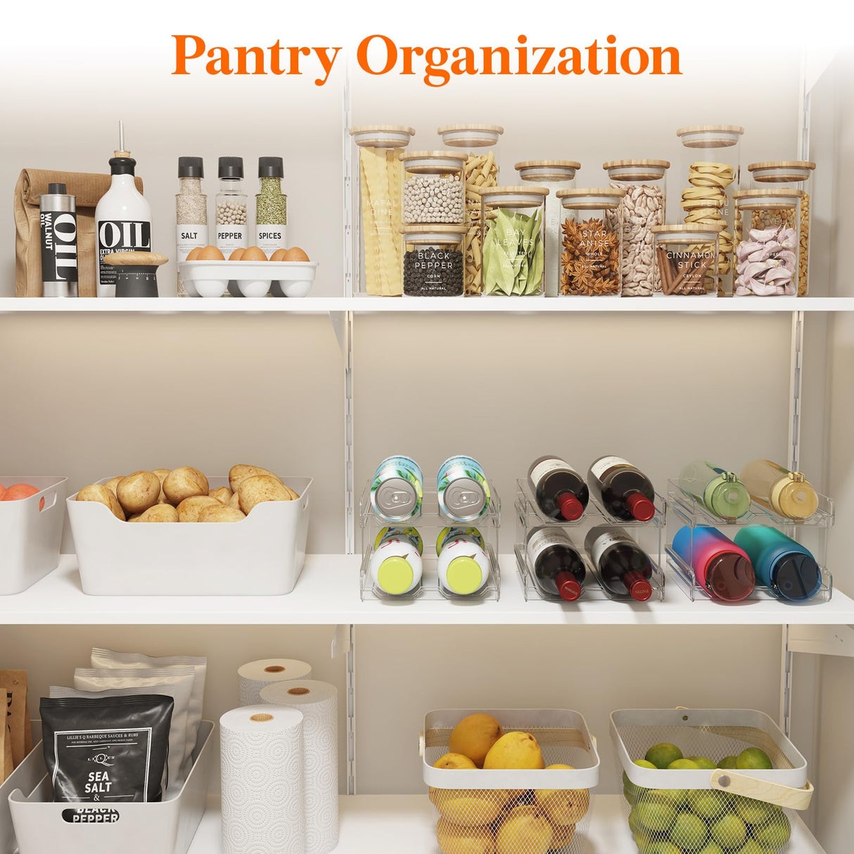 Lifewit Plastic Stackable Wine Rack for Refrigerator, Cabinet, Countertop,Wine Bottle Holder, Water Bottle Organizer for Fridge, Pantry, Hold 4 Bottles Lifewit