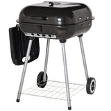 Outsunny Portable Charcoal Grill with Foldable Side Shelf and Bottom Shelf, BBQ Smoker with Wheels and Adjustable Vents on Lid for Picnic Camping Backyard Cooking, Black Outsunny