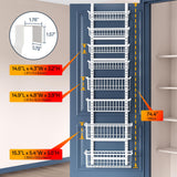 Over The Door Pantry Organizer, 8-Tier Over The Door Organizer with Adjustable Baskets, Metal Hanging Spice Rack for Pantry Organizers and Storage, Suitable for Kitchen Laundry Room & Bathroom, White MSERCUOR