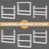 Domax Bathroom Shelves Over Toilet Storage - 3 Tier Wall Mounted Bamboo Bathroom Shelf Organizer Multifunctional Adjustable Layer Free Standing Utility Shelves for Bathroom Living Room Kitchen, White Domax