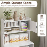 PETSITE Cat Litter Box Enclosure with Storage Shelf, 52 Inches Tall Modern Wooden Hidden Litter Box Furniture with Storage Shelving, Ideal for Indoor Cats (White) PETSITE