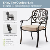 AIWOEN 9-Piece Cast Aluminum Patio Furniture, Outdoor Dining Sets for 8 Include 87" Rectangular Patio Dining Table and 8 Stackable Chairs with Cushions & Umbrella Hole (Bronze) AIWOEN