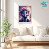 KEYIFA Diamond Art Kits for Adults, DIY Diamond Painting Baby Elephant, Round Full Drill, 5D Animal Diamonds Dots Mosaic Painting, Crystal Gem Arts Craft for Home Wall Decor 30x40cm KEYIFA