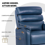 EONIX Dual Motor Lay Flat Power Lift Recliner Chair for Elderly, Electric Faux Leather Lift Chairs for Adults, 400lbs Heavy Duty Power Recliner Lift Sofa with Heat and Massage, Navy Blue EONIX