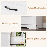 GarveeHome 5 Drawers Dresser for Bedroom,Chest of Drawers with Wide Metal Handle,Farmhouse Modern Wooden Tall Dresser,Natural Texture,Storage Organizer for Bedroom,Living Room,Kids Room(White) GarveeHome