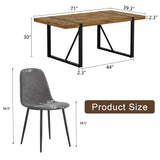 Ganooly Rustic 9 Piece Dining Room Table Set for 8 People, Mid Century Modern 71 Inch Rectangle Wood Kitchen Dining Table with 8 Fabric Chairs Set, Suitable for Kitchen Dining Room Apartment Ganooly