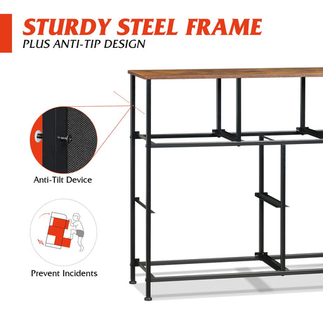 WLIVE Dresser TV Stand, Entertainment Center with Fabric Drawers, Media Console Table with Metal Frame and Wood Top for TV up to 45 inch, Chest of Drawers for Bedroom, Black and Rustic Brown WLIVE