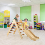 Olakids Toddlers Triangle Climber, 2 in 1 Montessori Kids Wood Climbing Toy with Ramp, Ladder, Slide for Gym Playground, Indoor Baby Climb Play Structure Activity Set for Boys Girls 1-3 Olakids