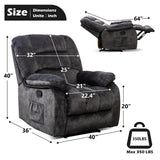 ANJHOME Massage Recliner Chairs with Heat and Vibration,Overstuffed Manual Rocking Reclining Chair for Living Room Bedroom (Grey) ANJ