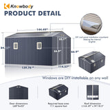 Metal Shed 10x12x7 FT, Sheds Outdoor Storage with Reinforcement, Natural Lighting Tool Sheds with Translucent Roof Panels, Windows, and Lockable Doors, Ideal for Garden, Backyard, and Patio K Knowbody