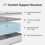 Novilla Twin Mattress 10 Inch, Hybrid Mattress Twin Size with Comfy Support, Bed Mattresses in a Box with Individual Pocket Springs for Motion Isolation & Pressure Relief, Certipur-Us Certified Novilla