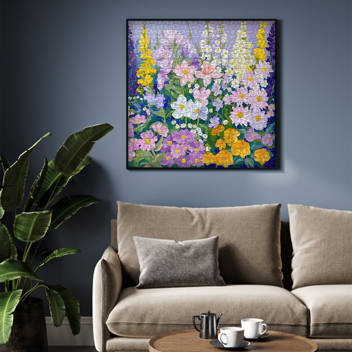 Flower Puzzle for Adults 1000 Pieces, Floral Art Plant Puzzle, Colorful Painting Garden Jigsaw Puzzle