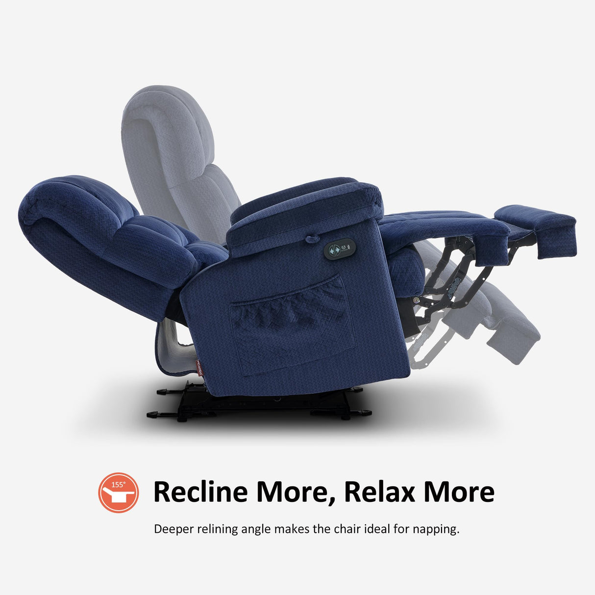 MCombo Zero Gravity Power Recliner Chair with Heat and Vibration Massage, Reclining Chair with USB Ports, Cup Holders for Living Room, Fabric R6233 (Navy Blue) MCombo